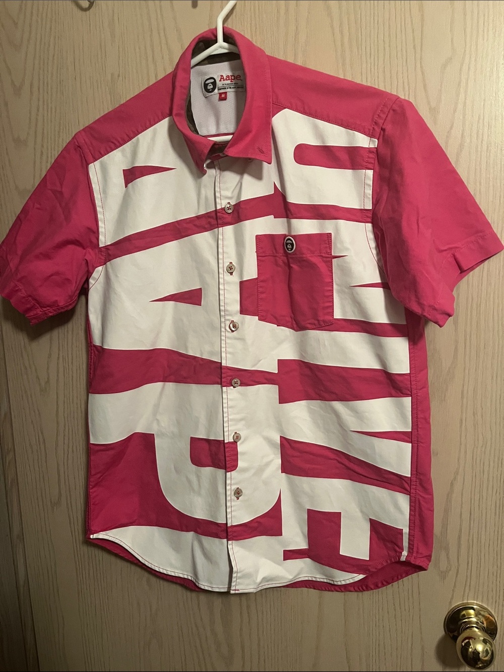 Pink & White Short-Sleeve Button Shirt